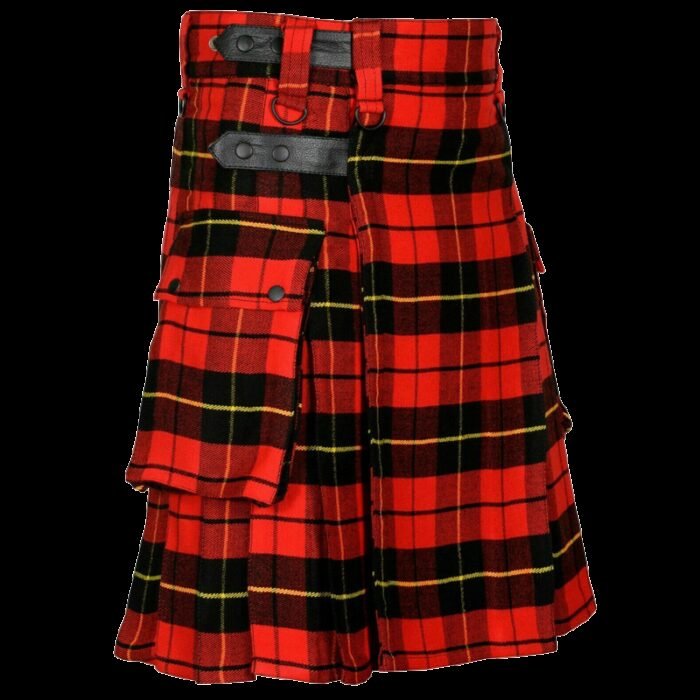 New Wallace Tartan Men's Scottish Tartan Utility Modern Kilt with Pockets