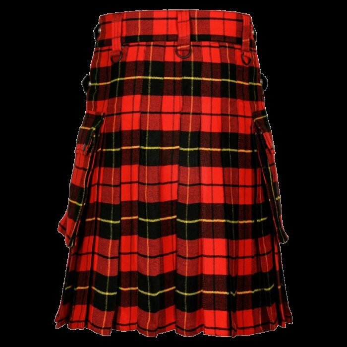 New Wallace Tartan Men's Scottish Tartan Utility Modern Kilt with Pockets