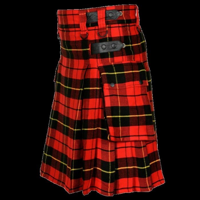 New Wallace Tartan Men's Scottish Tartan Utility Modern Kilt with Pockets