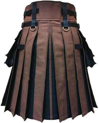 Scottish Hybrid Kilt interchangeable front apron Black and Brown Kilt