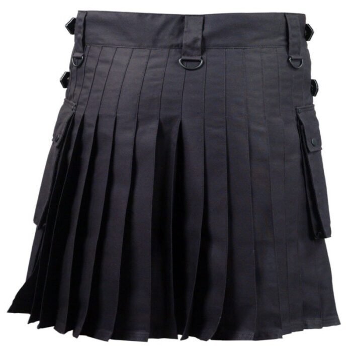 New cotton black pocket kilt