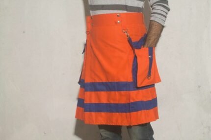 Kilt New Handmade Orange Scottish Utility Kilt