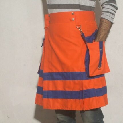 Kilt New Handmade Orange Scottish Utility Kilt