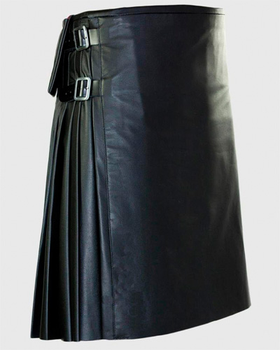 Black Leather Kilt Pockets