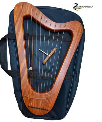 New 10 String Metal Rose Wood Lyre Harp