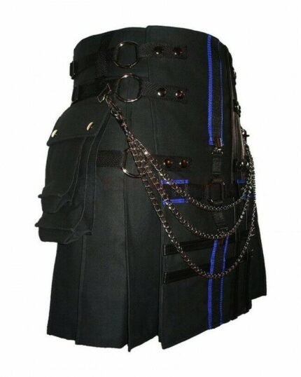 Black Fashion Hybrid Kilt interchangeable front apron Kilt