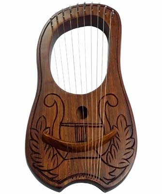 New Lyre Harp Sheesham Wood 10 Metal Strings Free Carrying Case +Key