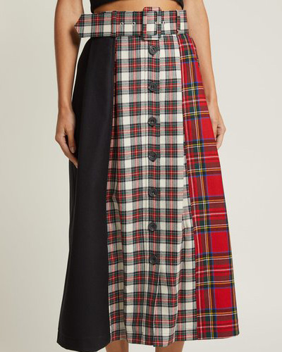 color poly Viscose Tartan Kilt Skirt