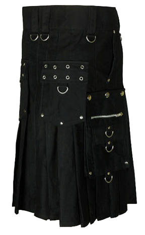 Black Fashion 100%Drill Cotton Kilt