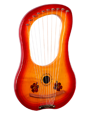 10-String Wooden Lyre Harp Metal Strings Mahogany Solid Wood String Instrument with Carry Bag