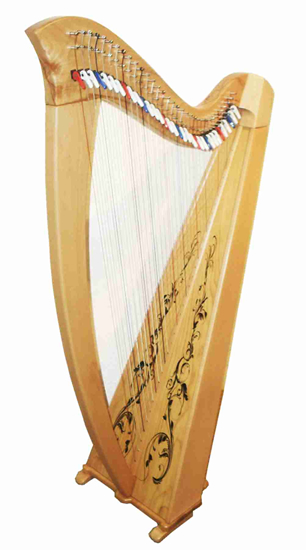 34 string levered harp natural with padded bag