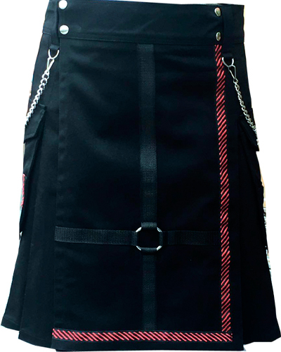 Scottish Fashion Active Men Utility Pocket Black Custom Cotton Kilts