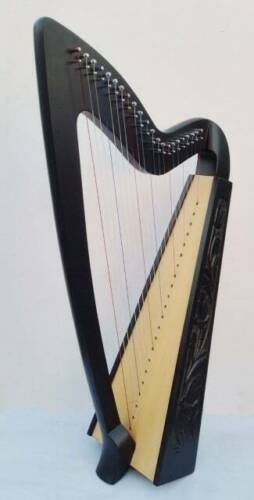 22 String Black Gothic Irish Harp Unique Black Finishing With Tuning Keys & Bag