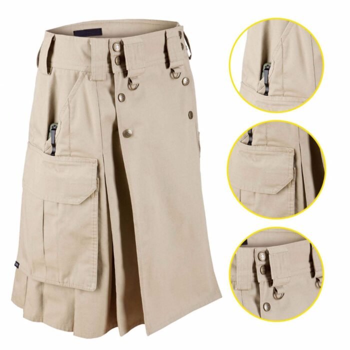 New Kilt Scottish Khaki Tactical combat Duty kilt expedited Shipping