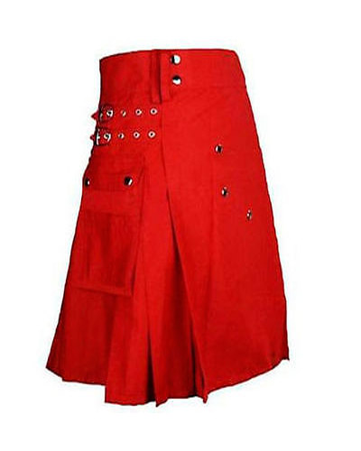 Premium Quality Scottish Red Utility Kilts for Men