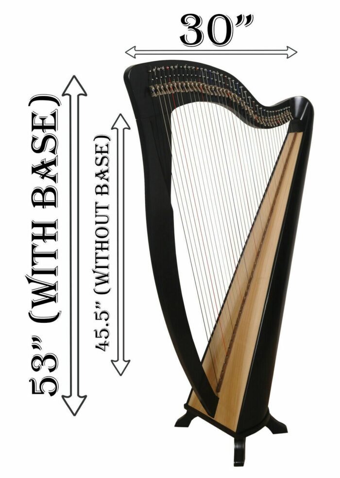 Harp 38 String McHugh harp Black, Celtic Irish harp, Irish Lever harp