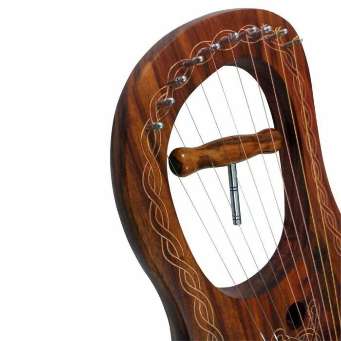 New Lyre Harp Wood 10 Metal Strings Free Carrying Case +Key.