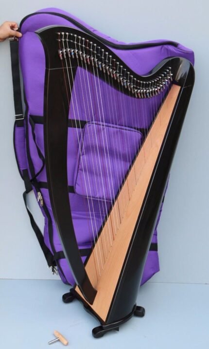 34 string harp with semitone levers in black