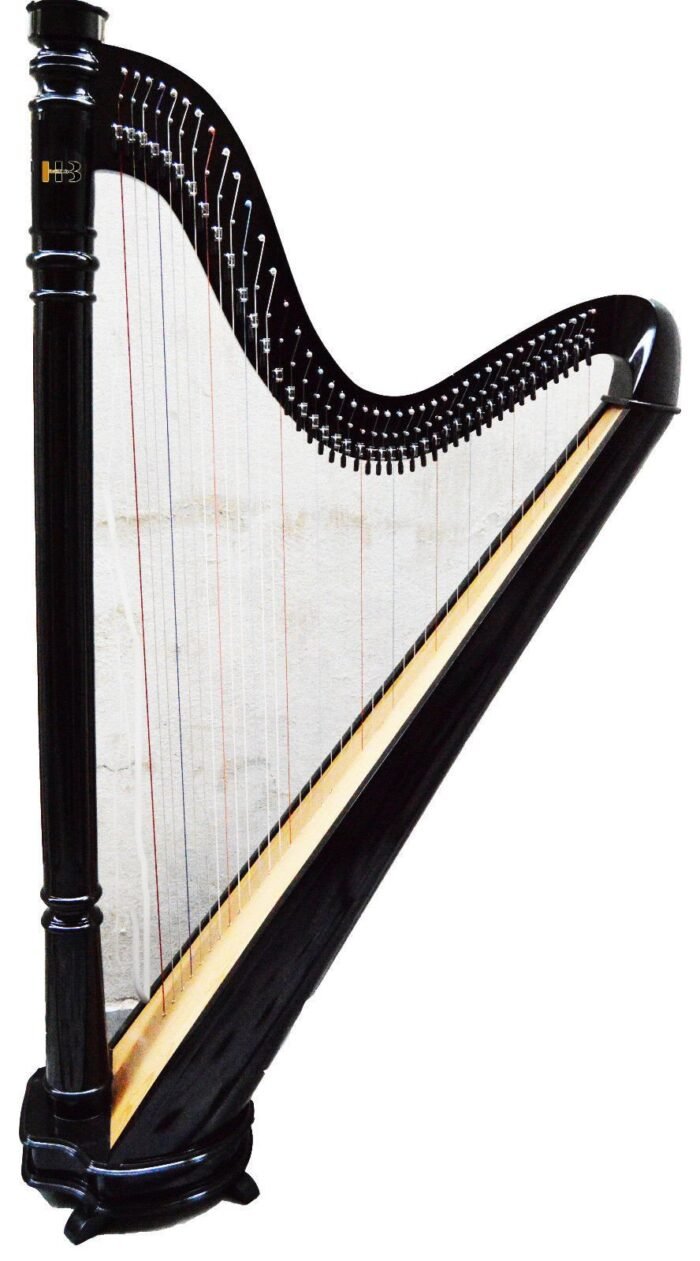 34 string harp with semitone levers in black Solid Wood Harp