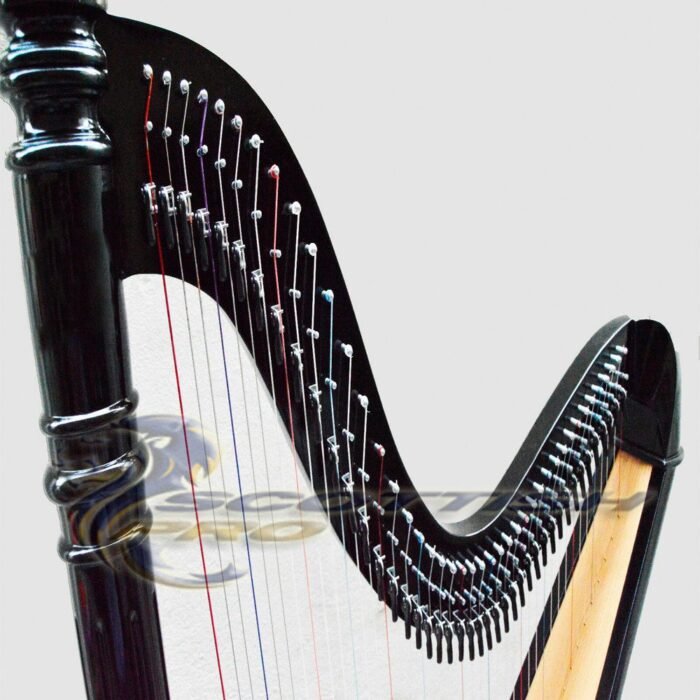 34 string harp with semitone levers in black Solid Wood Harp