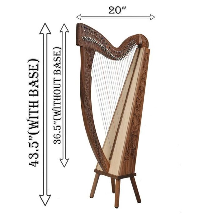 27 String Trinity/Boru Harp, Celtic Irish Harp, Irish harp with lever