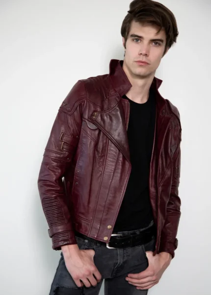 Mens Galaxy Red Leather Jacket